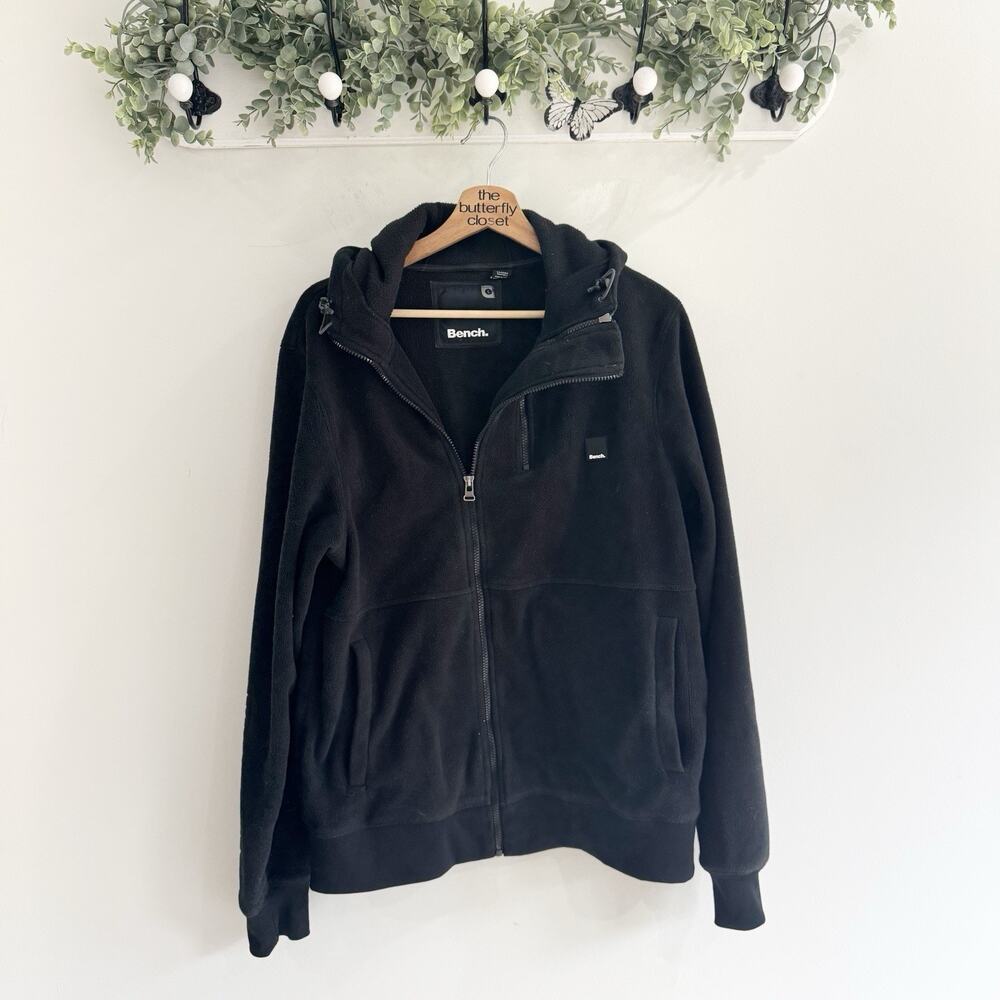 Bench Men’s Fleece Black Double Zipper Jacket Size Large